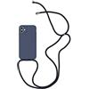 Jacyren Collana per cellulare compatibile con iPhone 8 Plus, custodia iPhone 7 Plus con cordino da collo, in silicone, con cordino da appendere, colore blu