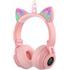 JYPS Cuffie Bluetooth Bambina, Unicorno Cuffie Bambini senza Fili, con Orecchie da Gatto con Luce a LED, Wireless Cuffie Bluetooth Over Ear per Bambina/Bambino/Ragazze, con Slot per Schede SD