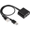CERRXIAN RJ45 1 a 2 splitter Ethernet, RJ45 impermeabile maschio a 2 femmina adattatore di rete LAN, con cavo di alimentazione USB, per 2 dispositivi per accedere alla rete allo stesso tempo