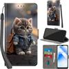 Haninsuze Cover per Oppo A55 5G / A54 4G, Gatto | Pelle PU Portafoglio, Porta Carte, Magnetica, Libro, Antiurto Custodia