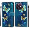 KENHONER Cover Compatibile con Oppo A3x 5G/4G, Premium Pelle PU Portafoglio Flip Libro Custodia per Oppo A3 5G/4G [Protezione Completa] - Farfalla
