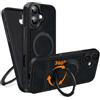 COODIO Cover in Pelle con Supporto Girevole di 360° per iPhone 16 6,1 Pollici, Custodia Magnetica Compatibile con MagSafe, Cover Sottile e Creativa, Nero