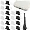 FinalCool 21 Tappi Antipolvere Usb C Con Spazzola Per La Pulizia, In Silicone, Tappo USB C Set, Tappo Caricatore Tipo C Cover, Tappini Type C, Presa Di Ricarica, Per Iphone 15, Ipad, Airpods, Samsung, Xiaomi