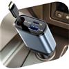 OHFAMO Caricabatteria da auto USB C 3 in 1 - Adattatore accendisigari USB con cavo retrattile, 30 W PD ricarica rapida caricatore da auto USB C, caricatore da auto compatto per iPhone Samsung 12 V/24 V