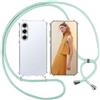ISOI Cover con Cordino per Samsung Galaxy S25 Plus 5G, Custodia Trasparente con Collana Tracolla Laccio Collo Ultra Sottile Morbido TPU Silicone Antiurto AntiGraffio Case, Verde