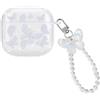 DiyGody Custodia Compatibile con Airpods 4 Generazione con Portachiavi in Perle Farfalla, Cover Protettiva con Motivo di Farfalle per Donne, Case in Trasparente TPU Antipolvere AntiGraffio Antiurto