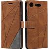 SONWO Cover per Sony Xperia XZ1, Flip Caso in PU Pelle Case Cover Portafoglio Custodia per Sony Xperia XZ1, [Kickstand] [Slot per Schede], Marrone
