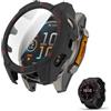 HOMTERN Custodia progettata compatibile con Garmin Fenix 8 47 mm Solar, custodia rigida in PC con pellicola protettiva in vetro temperato per proteggere lo schermo, antiurto, antigraffio, nero e rosso