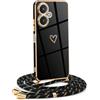 Mkej Custodia con Collana per Xiaomi Redmi 13C 5G, Cover Donna Cuore amore con Cordino, Case con Laccio Tracolla Elettrolitico TPU Cover con Collana per Xiaomi Redmi 13C 5G