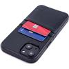 Dockem Custodia a Portafoglio per iPhone 13 con Piastra Metallica Incorporata per Montaggio Magnetico e 2 Tasche Porta Carte di Credito: Pelle Sintetica (Exec M2, 6,1 pollici, Nero)