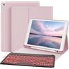 GKABXY Custodia con tastiera per iPad 9/8/7 generazione (2021/2020/2019) 10.2 pollici Soft TPU Cover posteriore con portapenne, 7 colori retroilluminati, tastiera Bluetooth magnetica rimovibile, rosa