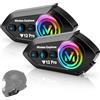 Avutrel Interfono Moto Duo per 2 caschi, BT 5.4 con condivisione musicale, sistema di comunicazione da 500 m per 2 motociclisti, protezione IP56 resistente all'acqua, compatibile con tutti i caschi