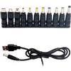 JZK Cavo USB DC universale 5,5 x 2,1 mm con 11 diversi adattatori di alimentazione DC, adattatore DC a USB, set di connettori DC compatibile con laptop, caricabatterie, router, dispositivi LED