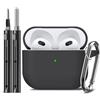 Inesore Compatible with Airpods 3rd Case Cover, Silicone Protective Case for Apple AirPods 3rd Generation with Keychain and Cleaner Pen, for Man (Black)