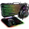 Spirit of Gamer - Ultimate 300, Set tastiera mouse gamer 4 in 1, cuffie da gioco e tappetino RGB, per PC, PS5, PS4, Xbox One, tastiera gamer AZERTY FR, tasti anti-ghosting, mouse gamer 8 pulsanti 8000