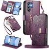 MOJIA Portafoglio Custodia per Doogee Note 56X / Note 56X Pro, Flip Cover in Pelle con Tracolla a Tracolla, Scomparto a Cerniera e Funzioni Multifunzione. Purple