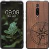 kwmobile Custodia Compatibile con Xiaomi Mi 9T (Pro) / Redmi K20 (Pro) Cover - Back Case in Legno con Bumper in Silicone TPU - Bussola vintage marrone scuro