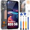 ARSSLY Schermo LCD per Samsung A55 5G LCD Display per Samsung Galaxy A55 5G SM-A556B SM-A556B/DS SM-A556E Touch Screen Digitizer Assembly Riparazione Kit (Nero Con Cornice)