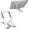 kwmobile Supporto Pieghevole per Portable Monitor/Tablet - Porta Tablet da Viaggio in Alluminio - Leggio per Monitor Portatile eReader Smartphone - argento