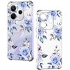 Nuxiady Cover per Xiaomi Redmi Note 14 4G Custodia Sottile silicone TPU Trasparente Antiurto Case Antigraffio Bumper Fiore Disegni Cover per Redmi Note 14 4G, Rosa Blu