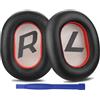 SOULWIT Cuscinetti Auricolari Di Ricambio per Plantronics BackBeat Pro 2, Voyager 8200 UC Cuffie Memory Foam con Isolamento Acustico, Pelle Proteica più Morbida (Nero+Rosso)