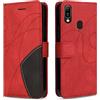 KKEIKO Cover Compatibile con Huawei Y6 2019 / Honor 8A, Antiurto Custodia in PU Pelle, Magnetico Protettiva Cover a Libro per Huawei Y6 2019 / Honor 8A, Rosso