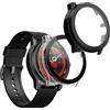 kwmobile 2x Custodia Rigida Smartwatch Compatibile con Ticwatch Pro 5 Enduro Cover - Case Vetro Temperato Orologio Fitness - nero/trasparente