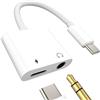 Kefiany Adattatore jack USB C 3,5 mm cuffie su cavo di ricarica splitter (2 in 1) DAC Aux spina compatibile per Samsung Galaxy S22 Ultra S21fe Z Flip 4 A53 Ipad Pro Huawei P20 P30 P40 Xiaomi Pad 3.5+t