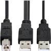 cablecc Cavo USB 2.0 maschio a Y standard B maschio 80 cm per stampante e scanner & disco rigido esterno CableCC
