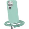 MyGadget Cover per Samsung Galaxy S23 Ultra - Custodia con Corda - Case con Cordino Opaca Antiurto/Bumper con Laccio/Tracolla - Practical Stylish per Collo Verde Menta