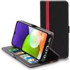ebestStar - Cover per Samsung Galaxy A22, Custodia Libro Protezione Portafoglio, Pelle PU Porta Carte, Nero/Rosso