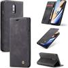 SLWYF Cover Compatible con OnePlus 7, Retro Flip Caso in PU Pelle Premium Portafoglio Custodia Resistente Protezione Chiusura Magnetica Case per OnePlus 7 - Nero
