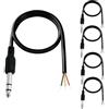 RUNCCI-YUN 5pezzi Spina maschio da 6,35mm a filo nudo estremità aperta, Cavo audio altoparlante 1/4 TRS,Spina audio stereo TRS da 6,35 mm,cavo connettore audio saldare 6,35 mm（0.5M/1.64FT）