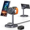 Elecdov Caricatore Wireless Magnetico per Samsung Galaxy S25 Ultra/S24/Z Fold 7/Flip 7, Stazione di Ricarica per Samsung Watch 8/Ultra, Caricatore Magnetico per Galaxy Buds 3 Pro