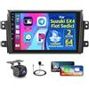Inefala 2+64G Radio per Suzuki SX4 2006-2013 Fiat Sedici 2005-2014 Android 15 con Wireless CarPlay Android Autoradio, 9'' Schermo per Auto con Bluetooth WIFI 26UI GPS FM EQ SWC Telecamera Posteriore