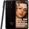 Ulefone Android 14 Cellulare NOTE 20 PRO, 6,75'' HD+ Grande Schermo, 8GB RAM+128GB ROM, 50MP+8MP+2MP, Smartphone DUAL SIM, Batteria 6000mAh, Impronte Digitali+Riconoscimento Facciale, GPS, Nero
