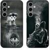 DiaryTown 2 Pezzi Cover per Samsung Galaxy S25 Custodia Nero Silicone Morbida Gomma Ultra Back Case con Disegno Motivi Antiurto Protettivo Cover per Galaxy S25 - Cane & Lupo