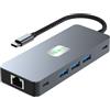YMY docking station USB C a doppio schermo, adattatore multiporta USB C a doppio HDMI 4K@60Hz (10 in 1 2HDMI 4K60Hz+ RJ45)