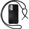 Foonary Cover con Cordino per Samsung Galaxy A52 / A52s 5G 6,5, Custodia con Laccio Collana Tracolla Aesthetic Disegni Silicone Necklace Regolabile Protettiva Corda Case per Samsung A52, Leopardata