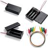 WJUAN 3 Pezzi Box Batterie, Box Contenitore Batterie in Plastica, Batteria Scatola AA 3V e Batteria Scatola AA 4.5V con Interruttore ON/OFF e 5 Clip a Coccodrillo