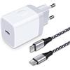 AILKIN Caricatore USB C da 20 W con cavo di ricarica, alimentatore di rete USB C, con cavo di ricarica rapido di tipo C, per Samsung Galaxy A16 5G/A56/A36/A06/A55/A35/A15/A54/S25/S24 FE/S23/S22/Z Flip 6