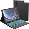ROOFEI Custodia per tastiera per Samsung Galaxy Tab S9 FE / Tab S9 - 7 colori illuminazione touchpad Tablet Cover con portapenne - Tastiera retroilluminata QWERTZ Layout tastiera