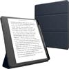 kwmobile Cover per Amazon Kindle Scribe (2022/2024) Cover - Custodia eBook Reader Verticale - Case eReader in Pelle PU - Chiusura Magnetica e Porta Penna - blu scuro