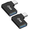 Seminer Adattatore Angolare da USB C a USB (Confezione da 2), Adattatore da USB-C a USB-A da 90 Gradi, Adattatore da USB C 3.1 da 10 Gbps Maschio a Femmina Adattatore OTG ad Angolo Retto Sinistro