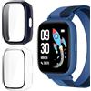 Blueshaweu CUSTODIA COVER CASE COMPATIBILE PER BIGGERFIVE Smartwatch Bambini 1,8 BW02, Hard PC Custodia con Pellicola Protettiva Vetro Compatibile con BIGGERFIVE Brave 2 Smartwatch (Blu+Trasparente)