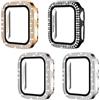 Embhlitfe 4 Pezzi Cover Apple Watch Custodia Apple Watch SE 40mm Diamantato PC Bumper Bling Custodia Compatibile per Apple Watch 45mm 41mm 40mm Donna Glitterato Diamante Smartwatch Cover
