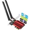 HOTUT Scheda WiFi 7 PCIe Scheda WiFi 5800Mbps PCIe WiFi 7 Nuova Scheda di rete Adattatore Wireless Tri-Banda con Bluetooth 5.4, WPA3, MU-MIMO, OFDMA, per PC Windows 11/10 (64Bit)