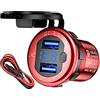 BCEY Presa USB da 12 V, per auto, con indicatore di voltmetro LED, 12 Volt, presa USB, 36 W, QC 3.0, ricarica rapida per camper, moto, roulotte, marine, RTV, veicoli, SUV