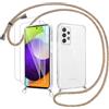 Votvloay Cover Cordino per Samsung Galaxy A52 5G 6,5 con 2 x Pellicola Protettiva Vetro Temperato, Trasparente Custodia con Laccio Tracolla Corda, Sottile TPU PC Antiurto Case per Samsung A52, Giallo