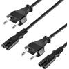 Eonvic 2 pezzi spina Euro a IEC320 C7, cavo di alimentazione 250 V 2,5 A, spina di alimentazione tipo C CEE 7/16 a C7 per DELL Samsung Laptop Monitor LG Philips TV Piccoli elettrodomestici 3 m